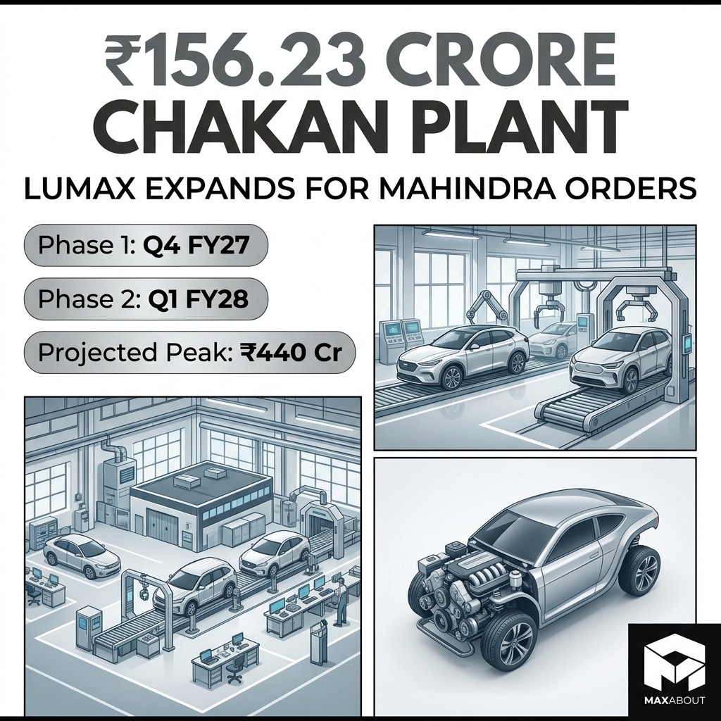 Lumax plant capex phases and projected turnover infographic