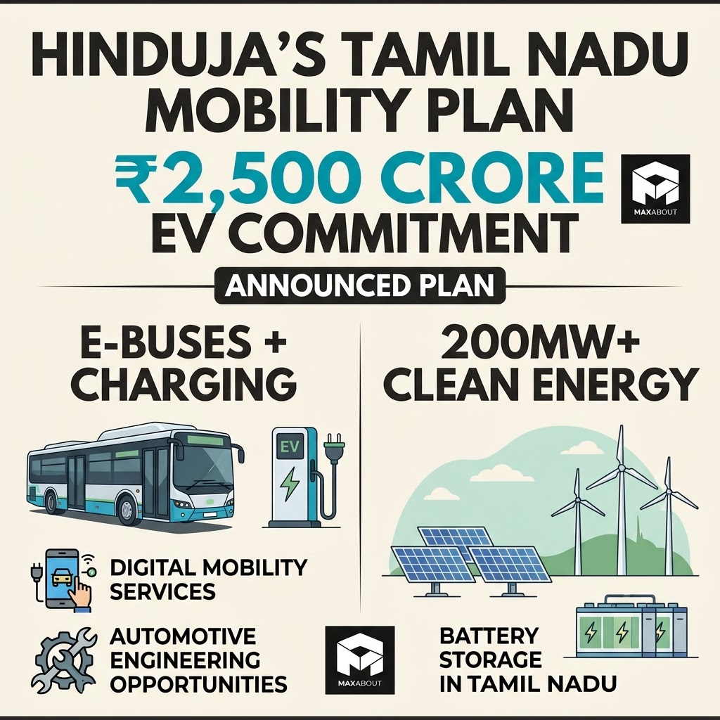 Hinduja ₹2,500 crore Tamil Nadu EV expansion infographic