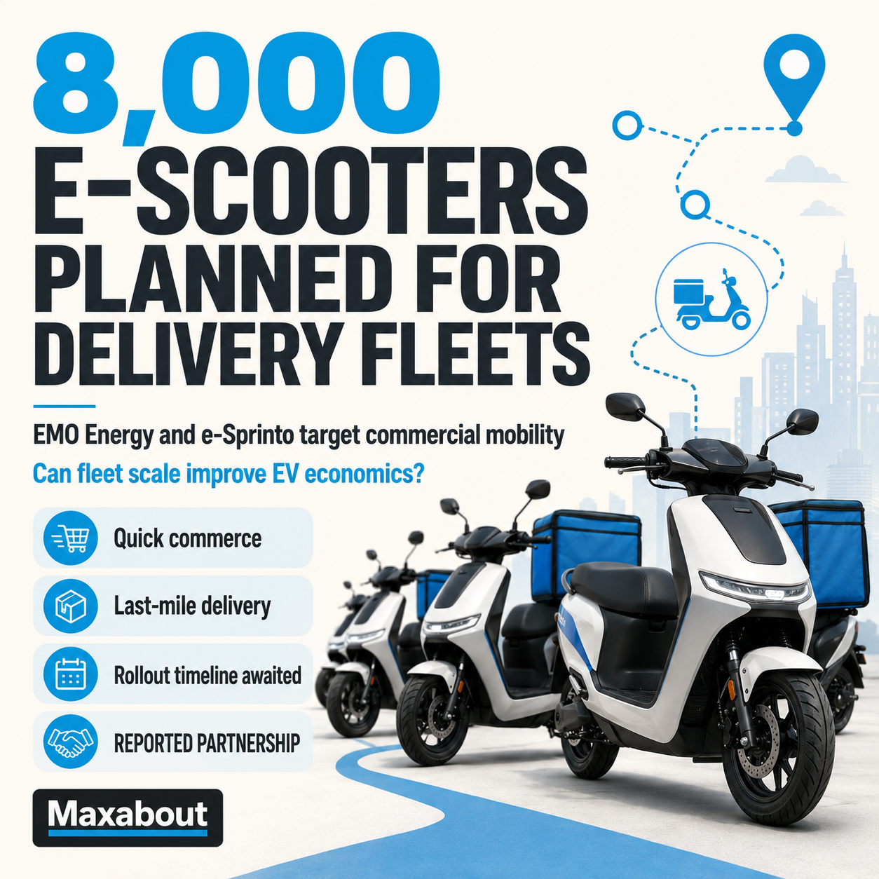 8000 e-scooter delivery fleet deployment key business factors infographic