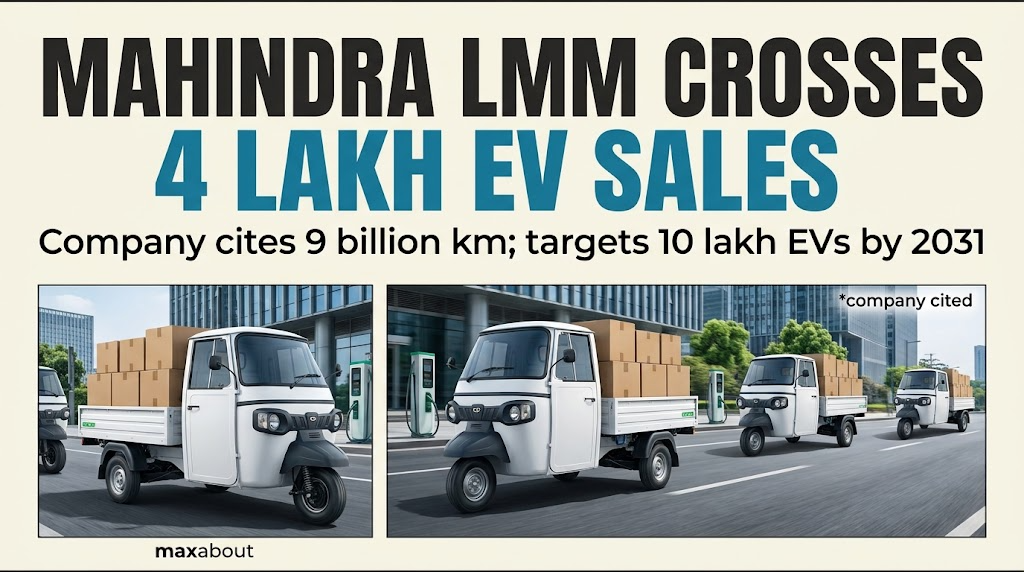 Mahindra Last Mile Mobility Crosses 4 Lakh EV Sales, Targets 10 Lakh by 2031