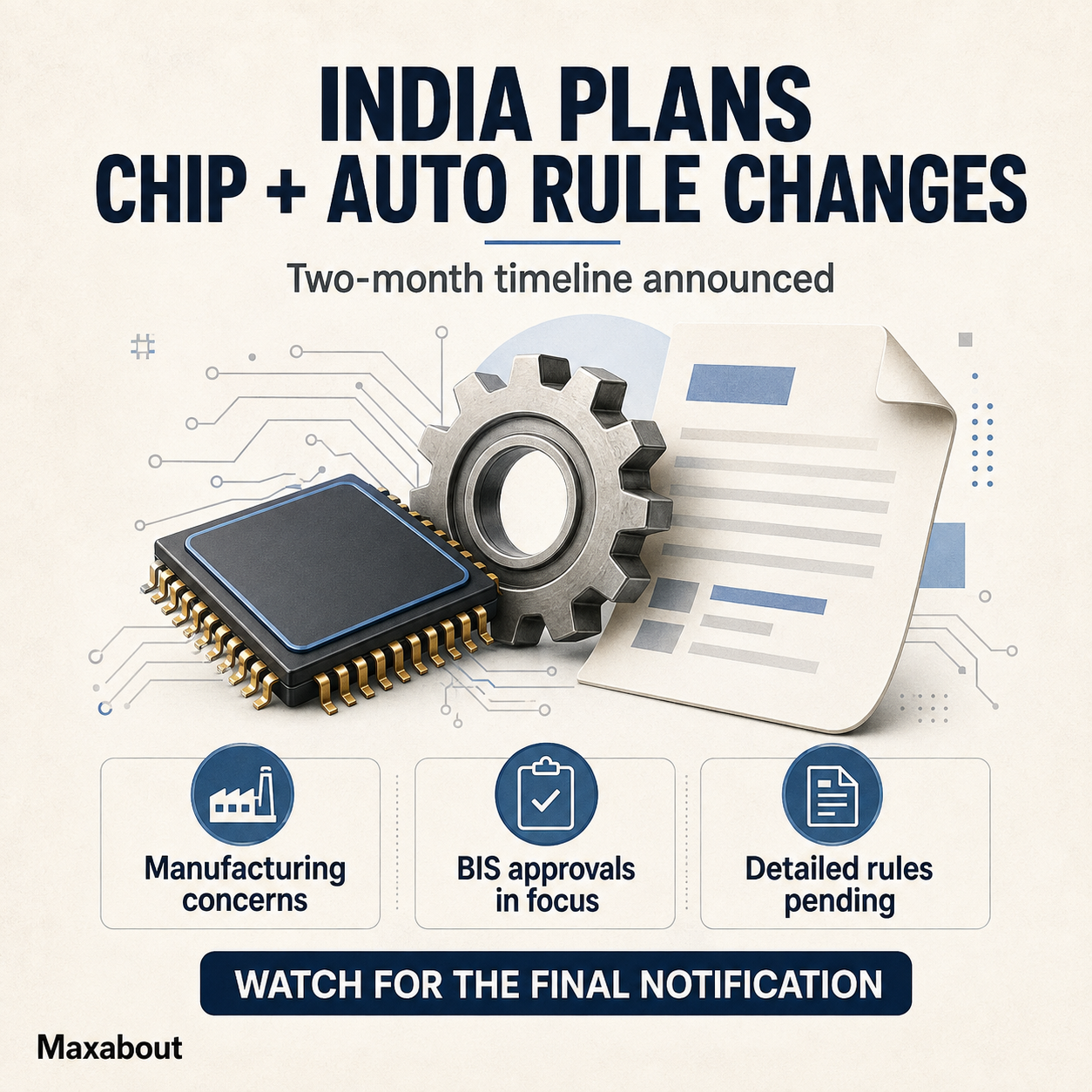 India chip and auto rule change status infographic