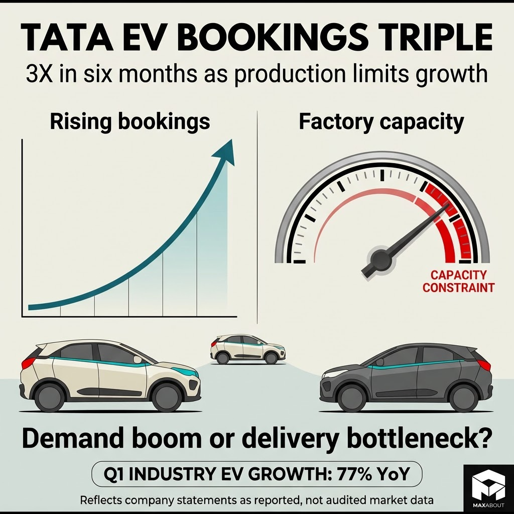 Tata EV booking growth and factory capacity infographic