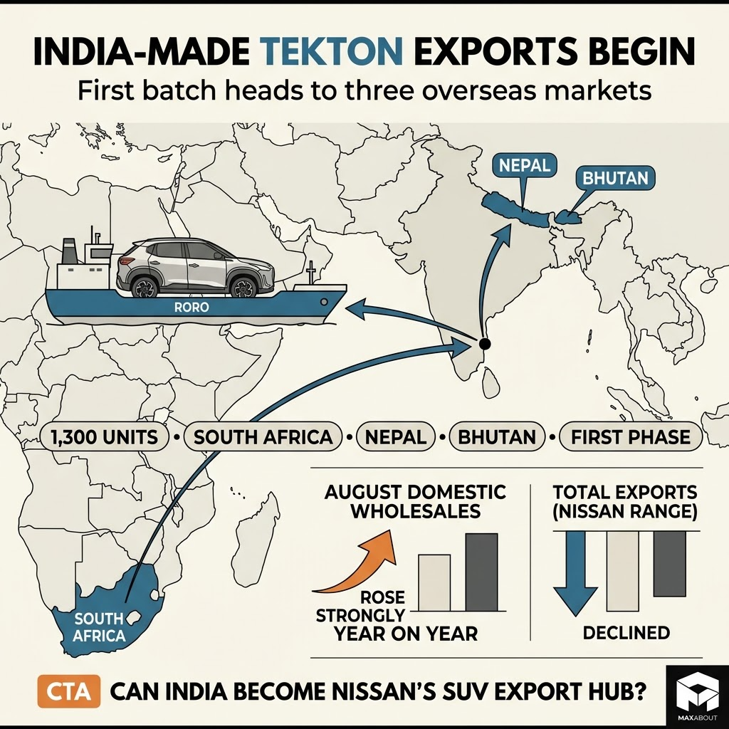 Nissan Tekton India export destinations infographic
