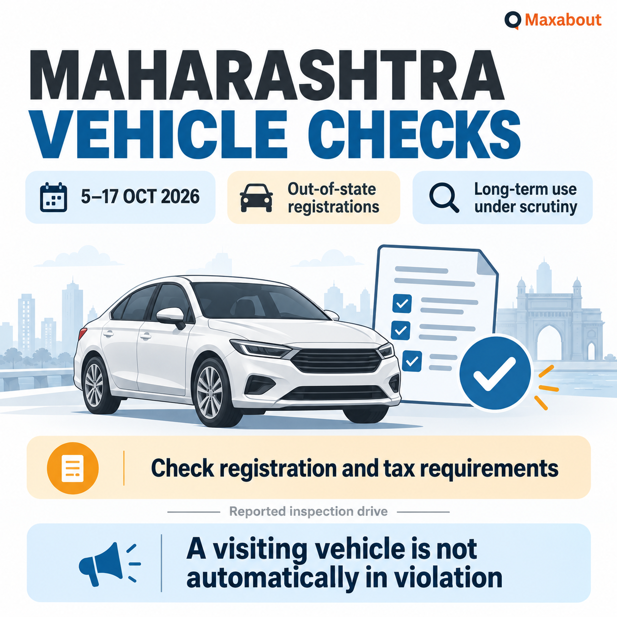 Maharashtra vehicle checks overview distinguishing visiting vehicles from long-term use