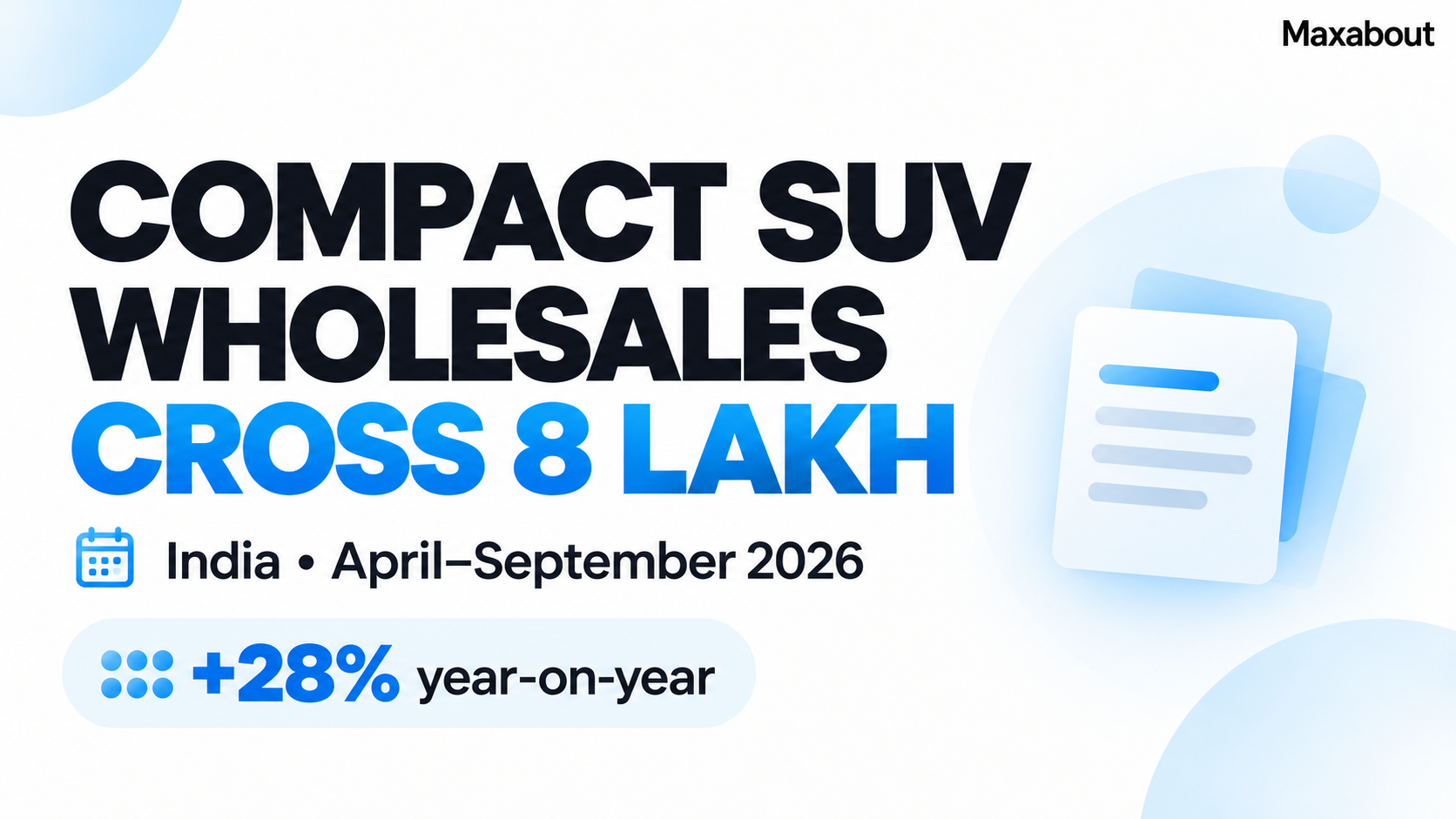 Compact SUV wholesales cross 8 lakh in H1 FY2027: Punch and Nexon lead
