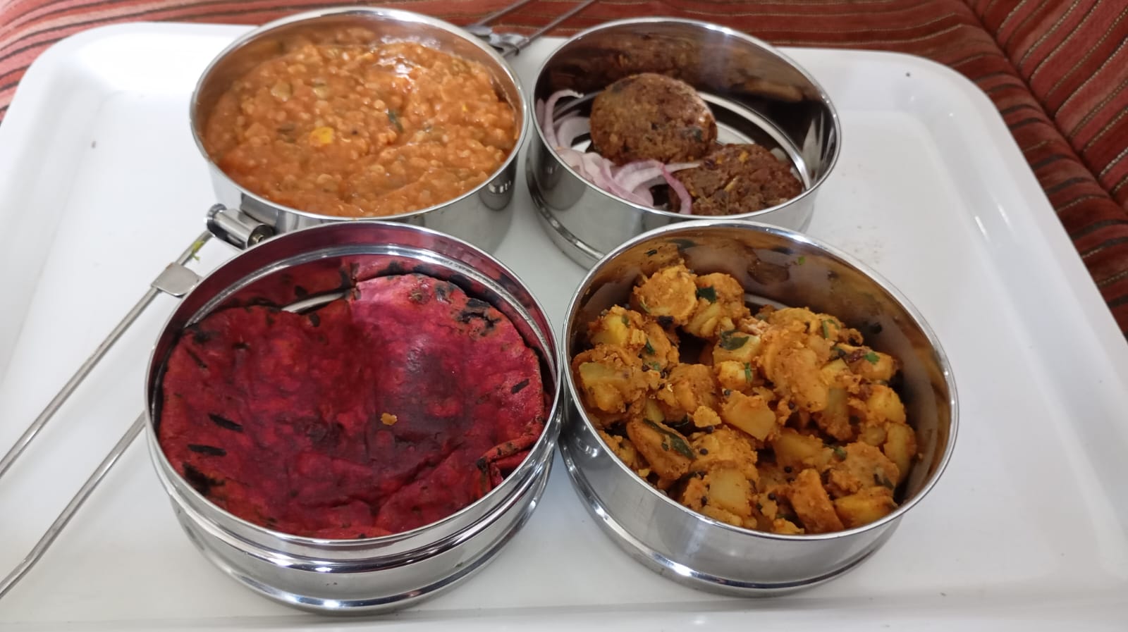 Rajma Pattice/ Ajwaini Arbi Aloo/ Millet Roti/ Cucumber Salad
