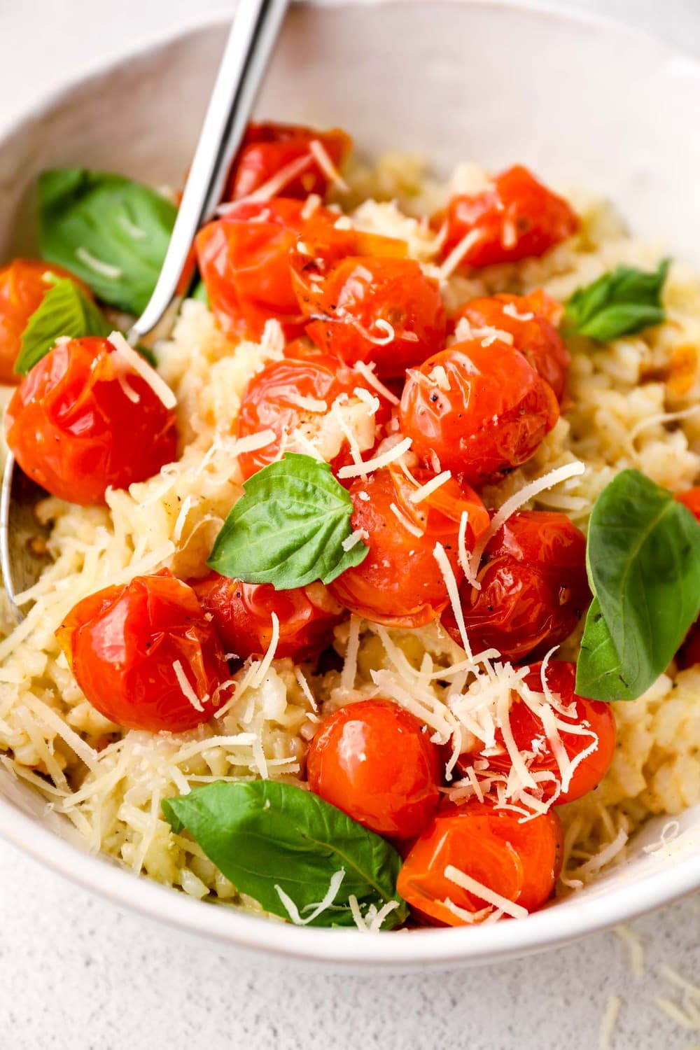 Baked Cheese Risotto with Vegetables and Cherry Tomato